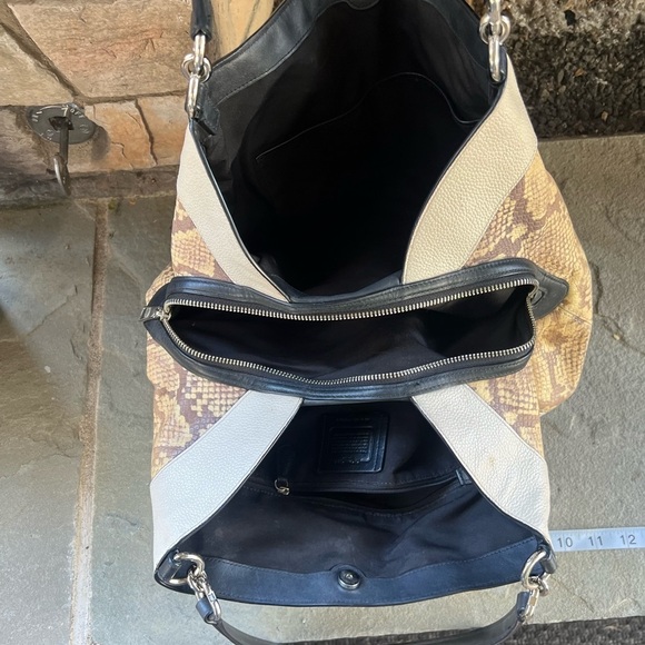 Coach Phoebe Two Tone Cream and Snake Python Sides - Picture 2 of 5
